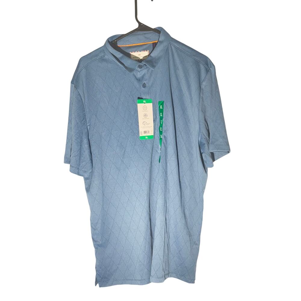 Modern Ambition Technical Polo Shirt Blue Diamond Texture XL